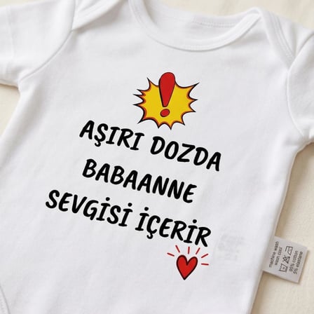 Babaannem Beni Çok Seviyor Temalı Bebek Body Zıbın%100 Pamuk Eğlenceli Yazılı Hediye Bebek Zıbın (0-3 Ay)