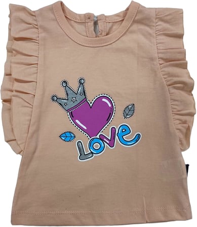 Mebs Clothing Kidsy Co Bebe Çocuk, Kız Bebek, Somon 2'li Tayt Takım, Kalp Baskılı