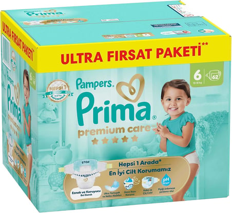 Bebek Bezi Premium Care 6 Numara 62 Adet Ultra Fırsat Paketi