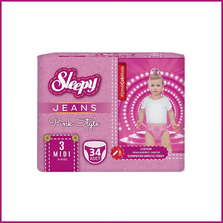 Pink Jeans Külot Bez 3 Numara Midi 34 Adet