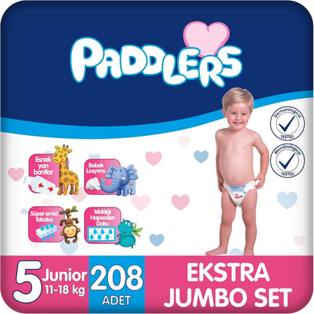 Bebek Bezi 5 Numara Junior (11-18 Kg) 208 Adet – Ekstra Jumbo Set