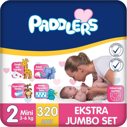 Bebek Bezi 2 Numara Mini (3-6 Kg) 320 Adet – Ekstra Jumbo Set
