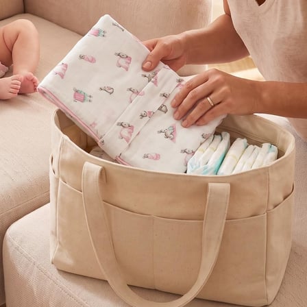 % 100 Pamuk Çantalı Pratik Katlanabilir Alt Değiştirme Matı - Bébé Lapin Rose PAD1019