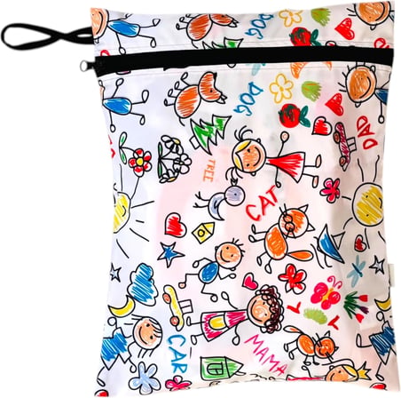 2 Adet, 36 x 30 cm Summer ve Family Desen, Sıvı Geçirmeyen Çok Amaçlı Çanta, Ekonomik Set, Yıkanabilir, Fermuarlı ve Askılı