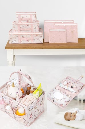 Baby Yeni Doğan Seti - Bavul Organizer, Bakım ve Alt Bakım Çantası (Pembe)