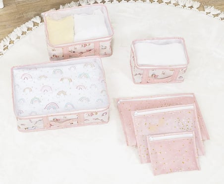 Baby Yeni Doğan Seti - Bavul Organizer, Bakım ve Alt Bakım Çantası (Pembe)