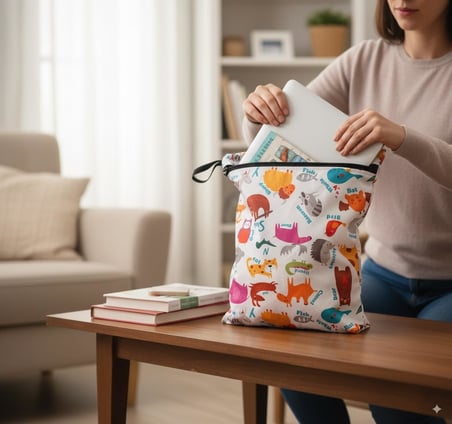2 Adet, 37 x 30 Cm, Summer ve Zoo Desen, Sıvı Geçirmeyen Çok Amaçlı Çanta, Ekonomik Set, Yıkanabilir, Fermuarlı Askılı Tote Bag