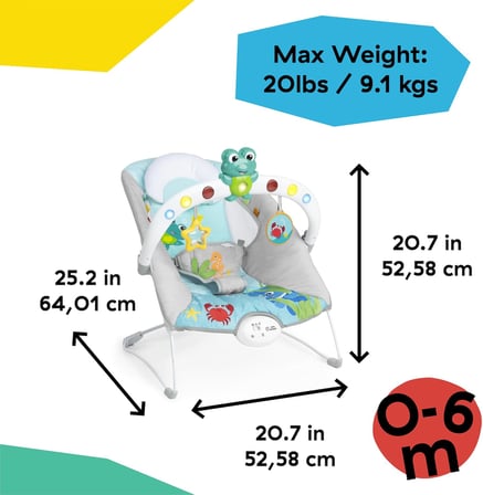 Ocean Explorers Müzikal Zıpzıp Yenidoğan Koltuğu, Kick To It Neptune, Üniseks, 0-6 Ay, 9 Kg’a Kadar