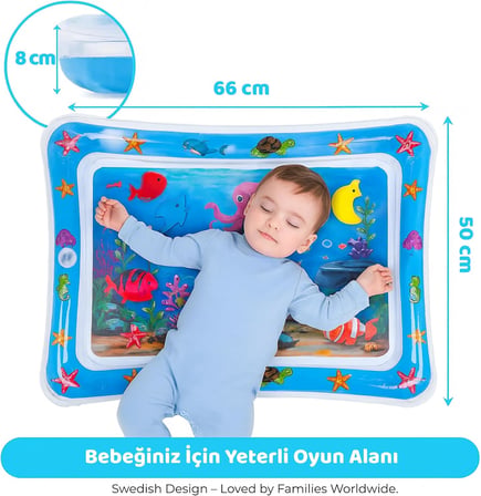 Bebek Su Oyun Matı (Tummy Time) – Test Raporlu, Sızdırmaz ve BPA’sız