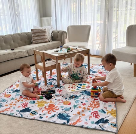 SeaWorld Sıvı Geçirmeyen Çok Amaçlı Aktivite Örtüsü, Yer, Masa ve Yatak İçin, Makinede Yıkanabilir, 145x150cm