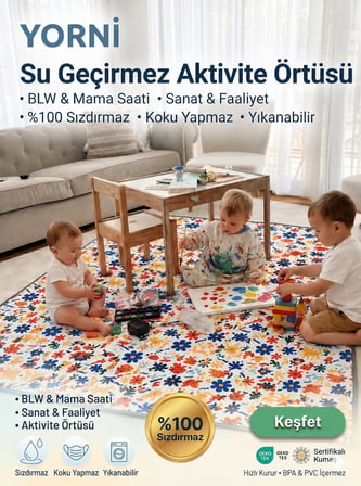 Minimal Çok Amaçlı Su Geçirmez Aktivite/Mama Yer Örtüsü, 145x180 cm