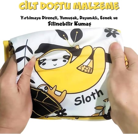 Tummy Time Hışırtılı Yumuşak Bez Aktivite Kitabı Sarı