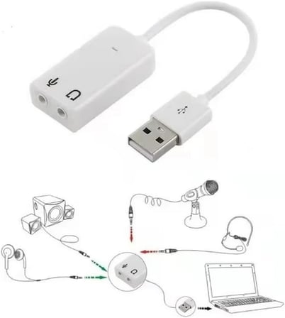 USB Kablolu Ses Kartı 7.1 Sound Çevirici Dönüştürücü, 3.5mm jak girişli