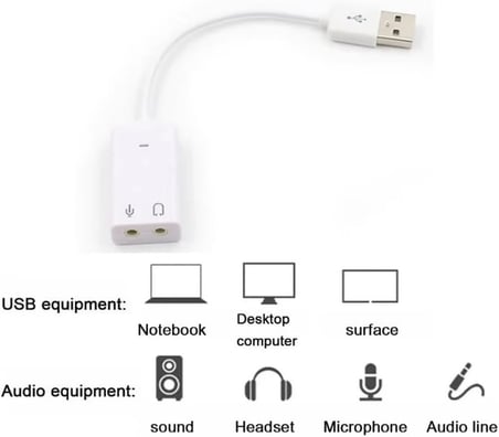 USB Kablolu Ses Kartı 7.1 Sound Çevirici Dönüştürücü, 3.5mm jak girişli