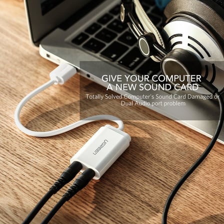 Harici 3.5 mm USB Ses Kartı, Beyaz