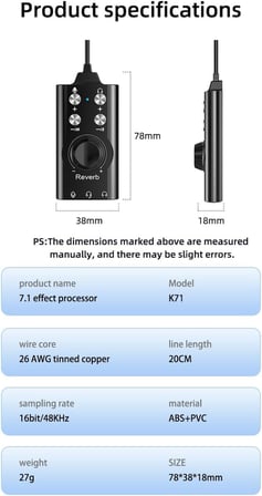 CR67 USB/Type-C Harici Ses Kartı – 7.1 Gaming Audio Mixer, Reverb Efektli Yayıncı ve Mikrofon Mikseri