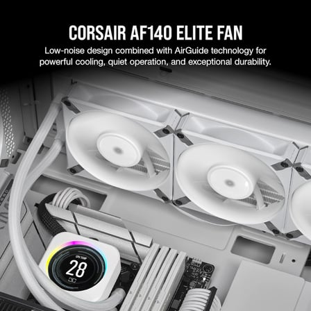 AF140 Elite 140mm PWM Kasa Fanı, Sıvı Dinamik Rulman, AirGuide Teknolojisi, Sıfır Devir Modu - Beyaz (CO-9050144-WW)