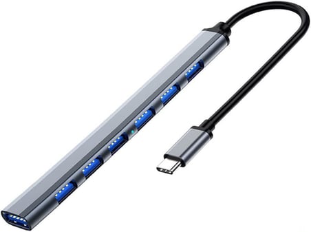 Type-C USB 3.0 7 Portlu Hub Otg Çoğaltıcı Pc Telefon Bilgisayar Uyumlu Veri Aktarımı Mouse Klavye Bağlantısı ADS303C