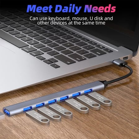Type-C USB 3.0 7 Portlu Hub Otg Çoğaltıcı Pc Telefon Bilgisayar Uyumlu Veri Aktarımı Mouse Klavye Bağlantısı ADS303C