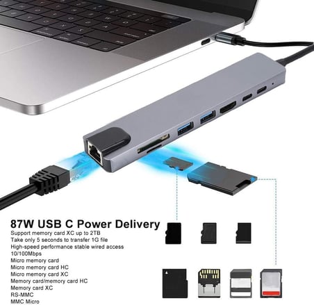 ÇOK FONKSİYONLU 4K HD HDMİ VGA RJ45 PD USB TYPE C SD TF HAFIZA KARTI HUB ÇEŞİTLERİ HER İHTİYACI GİDERECEK ÇEŞİT MEVCUTTUR (4K HD HDMİ VGA RJ45 PD USB TYPE C SD TF HAFIZA KARTI ÇOKLU HUB 04)