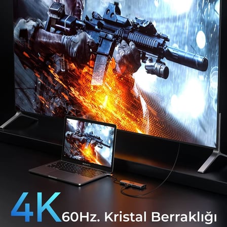 BX10HB PRO 8in1 USB C Hub 4K@60Hz HDCP HDMI, 1Gbps RJ45, 3x USB 3.2, 100W PD Port Macbook Uyumlu Dönüştürücü