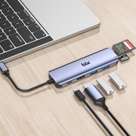 BX09HB Type-C to 2*USB 3.0 4K HDMI PD 100W SD ve Micro SD Kart Okuyucu Çoklayıcı Hub