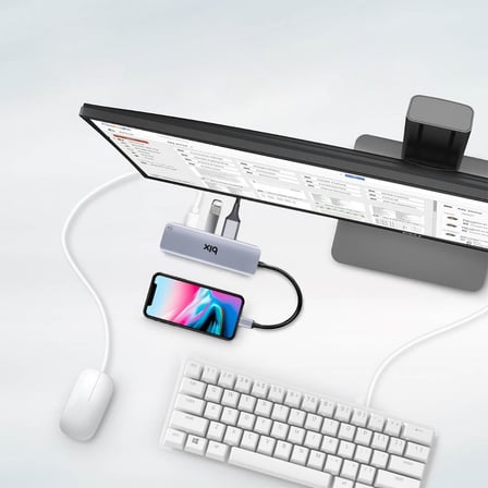 BX09HB Type-C to 2*USB 3.0 4K HDMI PD 100W SD ve Micro SD Kart Okuyucu Çoklayıcı Hub