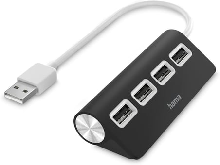 USB Hub, 4 Ports, USB 2.0, 480 Mbit/s, siyah