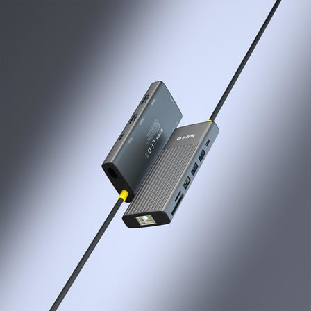SW-U712 10 in 1 Gri Metal 2xHDMI 4K 60Hz, 100W PD, RJ45 Gigabit, 3xUSB-A, 1xType-C Data, SD/TF Type C Hub Adaptör