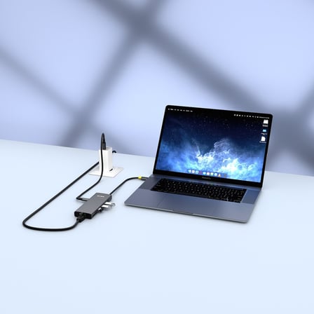 SW-U712 10 in 1 Gri Metal 2xHDMI 4K 60Hz, 100W PD, RJ45 Gigabit, 3xUSB-A, 1xType-C Data, SD/TF Type C Hub Adaptör