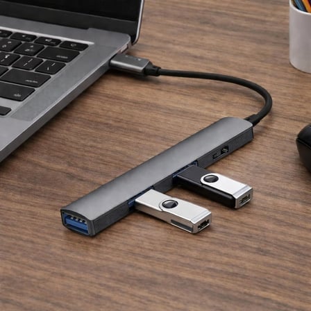 USB-C 4 in 1 Hub Çoklayıcı Adaptör USB 3.0 5Gbps Hızlı Veri Aktarımı 3 Port USB-A + USB-C Girişli Alüminyum Gövde Plug & Play MacOS Windows Uyumlu Type-C Çoğaltıcı | EF