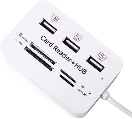 3 Port 2.0 Usb Çoklayıcı Hub + 4 Slot Kart Okuyucu, 45 cm kablo