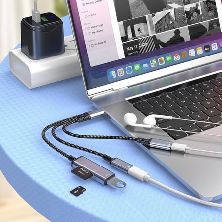 CR64 Type-C 5 in 1 Çok Fonksiyonlu OTG Hub – Type-C Kulaklık Girişi, 60W PD Hızlı Şarj, SD & Micro SD Kart Okuyucu ve USB 2.0 Adaptör