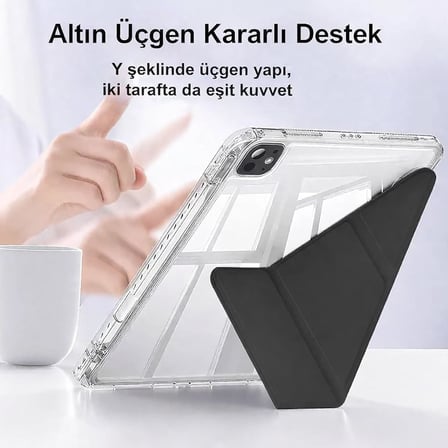 iPad 11.Nesil A16 11inç/10.Nesil 10.9inç ile uyumlu Kalem Koyma Bölmeli Ultra Koruma Antişok Yatay Dikey Şekillerde Stand seçeneği Uyku Modlu New Attractive HX99 Smart Cover Kılıf Pembe