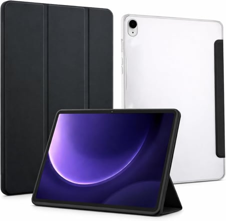 Samsung Galaxy P610 ile uyumlu Tab S6 Lite 10.4 Şeffaf Arka Kapak Smart Cover Katlanabilir Standlı Darbe Emici Koruyucu Slim Tablet Kılıfı Akıllı Uyku Özellikli Siyah