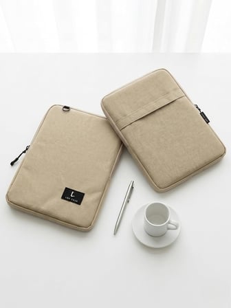 Premium Tablet Çantası ve Organizer - İçi Cepli, Darbe Emici Koruyucu Kılıf (Bej)