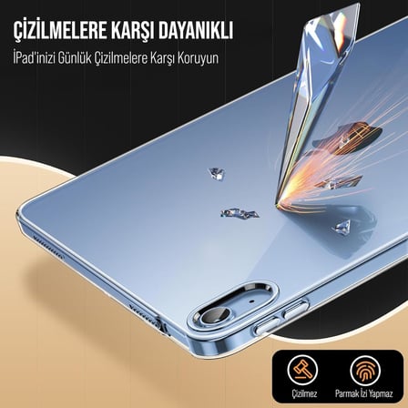 APPLE ile uyumlu 11 inç iPad (A16) / iPad Air 10.9 inç/iPad 10.Nesil 10.9 Kılıf Şeffaf Silikon Arka Kapak
