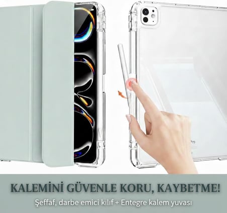 ​​iPad Air 4.Nesil - 5.Nesil İle Uyumlu Kalem Bölmeli Ayrılabilen Kolay Tak Çıkar 6 Farklı Stand Pozisyonu Köşe Koruma Yarı Saydam Katlanır Tablet Kılıfı Cp-2 Bebek Mavi
