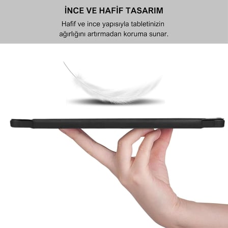 Klasse Samsung Galaxy Tab S10 FE / S9 FE 10.9 inç Uyumlu Smart Kılıf, S Pen Kalemlikli, Trifold, Esnek, Mat, Darbeye Tam Dayanıklı Tablet Kılıfı (Siyah)