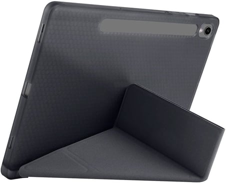 Samsung Galaxy Tab S10 FE SM-X520 X526 ile Uyumlu Kılıf Silikon Yumuşak 4 Farklı Stand Olabilen Kalem Bölmeli Kapaklı Tablet Kılıfı Siyah