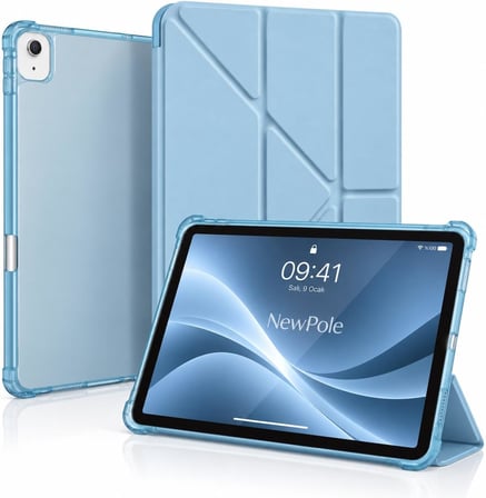 iPad Air 11 İnç M4/M3/M2 / 10.9 İnç 5. / 4. Nesil için Kılıf Kalem Tutuculu, Otomatik Uyku/Uynama Modlu Özel Çizim, Yazma ve Görüntüleme Açıları, Darbeye Dayanıklı 3 Katlı Standlı Kılıf
