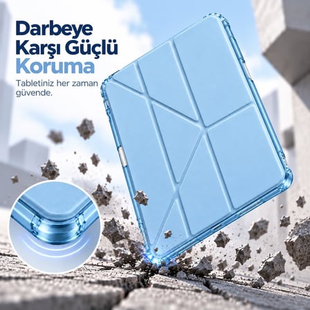 iPad Air 11 İnç M4/M3/M2 / 10.9 İnç 5. / 4. Nesil için Kılıf Kalem Tutuculu, Otomatik Uyku/Uynama Modlu Özel Çizim, Yazma ve Görüntüleme Açıları, Darbeye Dayanıklı 3 Katlı Standlı Kılıf