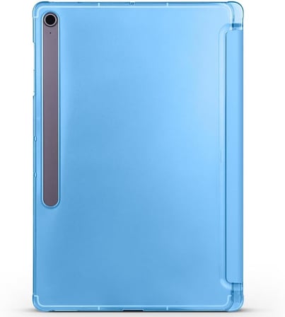 Samsung Galaxy Tab S10 FE Plus SM-X620 X626 ile Uyumlu Kılıf Kalem Bölmeli 2 Farklı Stand Olabilen Arka Kısım Şeffaf Sert Silikon İnce Hafif Tablet Kılıfı Mavi