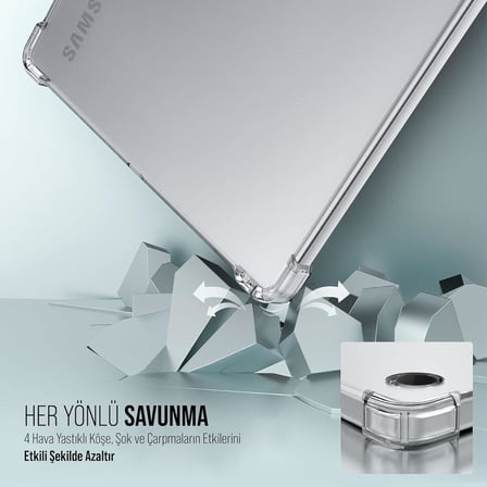 Samsung Galaxy Tab A9 X110/Galaxy Tab A11 Tablet Kılıf Şeffaf Silikon Arka Kapak