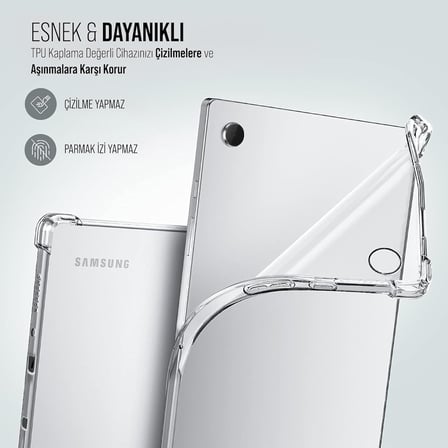 Samsung Galaxy Tab A9 X110/Galaxy Tab A11 Tablet Kılıf Şeffaf Silikon Arka Kapak