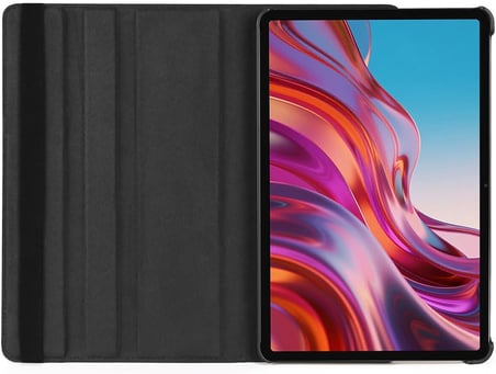 Xiaomi Redmi Pad 2 2025 ile Uyumlu Kılıfı Suni Deri 2 Farklı Stand Olabilen Darbe Korumalı 360 Dönebilen Tablet Kılıfı Siyah