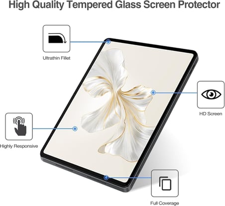 Honor Pad 9 Ekran Koruyucu Temperli Cam – 9H Sertlik, Ultra Şeffaf ve İnce Tasarım, Darbe ve Çizilmelere Karşı Koruma, Kolay Uygulanabilir, Parmak İzi Önleyici Tablet Cam Film