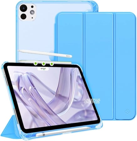 iPad Pro 11 3./4. Nesil M2 ile uyumlu Kılıf Flip Cover Kalem Bölmeli PC Case 2020-2022 Mavi