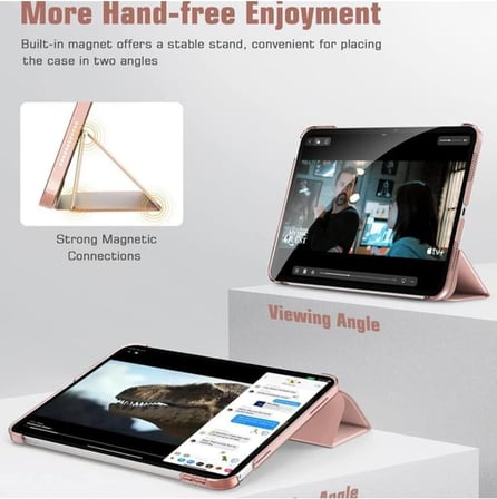 Huawei Matepad 11.5 inç 2025 8GB / 128GB ile Uyumlu Kapak Smart Standlı 360 Tam Koruma Akıllı Pu Deri Kılıf - Pembe 2
