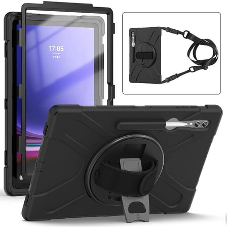 Samsung Galaxy Tab S11 Ultra SM-X930 X936B ile Uyumlu Kılıf Silikon Ayarlanabilir Standlı Darbe Korumalı Askılı Tank Tablet Kılıfı